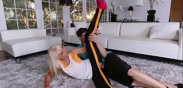 Alex drills Marie McCays shaved pussy on her ripped leggings